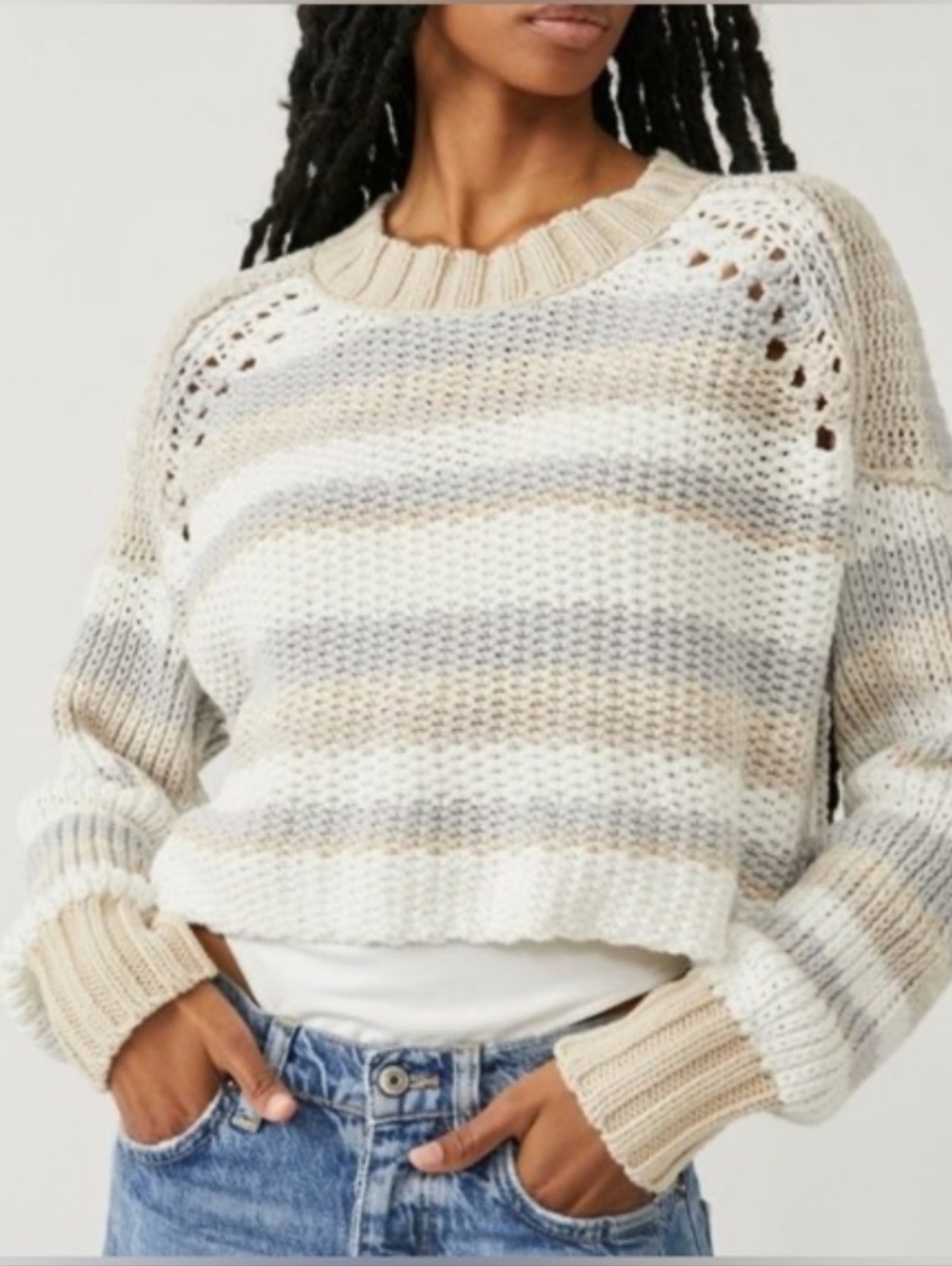 Free People Devon Cropped Knit Sweater